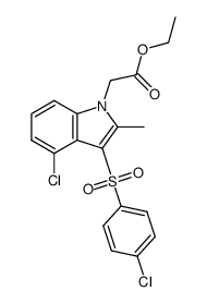 4-chloro-3-[(4-chlorophenyl)sulfonyl]-2-methyl-1H-indole-1-acetic acid ethyl ester结构式