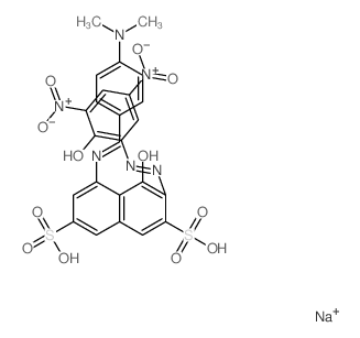 (3Z)-5-[(4-dimethylaminophenyl)methylideneamino]-3-[(2-hydroxy-3,5-dinitro-phenyl)hydrazinylidene]-4-oxo-naphthalene-2,7-disulfonic acid picture