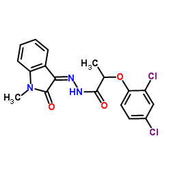 2-(2,4-dichlorophenoxy)-N'-(1-methyl-2-oxo-1,2-dihydro-3H-indol-3-yliden)propanohydrazide结构式