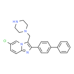 2-BIPHENYL-4-YL-6-CHLORO-3-PIPERAZIN-1-YLMETHYLIMIDAZO[1,2-A]PYRIDINE结构式