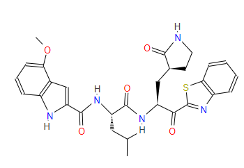 N-((S)-1-(((S)-4-羟基-3-氧代-1-((S)-2-氧代吡咯烷-3-基)丁-2-基)氨基)-4-甲基-1-氧代戊烷-2-基)-4-甲氧基-1H-吲哚-2-甲酰胺图片