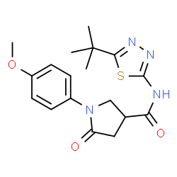 N-(5-tert-butyl-1,3,4-thiadiazol-2-yl)-1-(4-methoxyphenyl)-5-oxopyrrolidine-3-carboxamide结构式