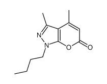 1-butyl-3,4-dimethylpyrano[2,3-c]pyrazol-6-one结构式