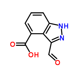 3-Formyl-1H-indazole-4-carboxylic acid结构式