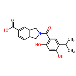 2-(2,4-Dihydroxy-5-isopropylbenzoyl)-5-isoindolinecarboxylic acid结构式