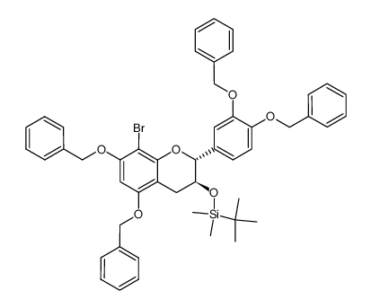 5,7,3',4'-tetra-O-benzyl-8-bromo-3-(tert-butyldimethylsilyl)-catechin Structure