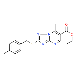 Ethyl 7-methyl-2-[(4-methylbenzyl)thio]-[1,2,4]triazolo[1,5-a]pyrimidine-6-carboxylate structure