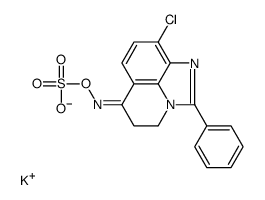 Hydroxylamine-O-sulfonic acid, N-(9-chloro-4,5-dihydro-2-phenyl-6H-imidazo(4,5,1-ij)quinolin-6-ylidene)-, potassium salt结构式