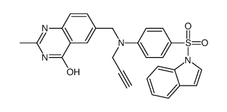 6-[(4-indol-1-ylsulfonyl-N-prop-2-ynylanilino)methyl]-2-methyl-1H-quinazolin-4-one结构式
