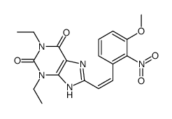 1,3-diethyl-8-[(E)-2-(3-methoxy-2-nitrophenyl)ethenyl]-7H-purine-2,6-dione结构式