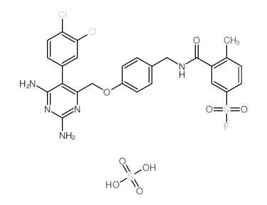 3-[[4-[[2,6-diamino-5-(3,4-dichlorophenyl)pyrimidin-4-yl]methoxy]phenyl]methylcarbamoyl]-4-methyl-benzenesulfonyl fluoride; sulfuric acid结构式