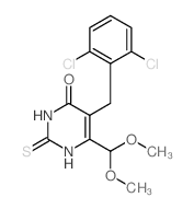 5-[(2,6-dichlorophenyl)methyl]-6-(dimethoxymethyl)-2-sulfanylidene-1H-pyrimidin-4-one structure