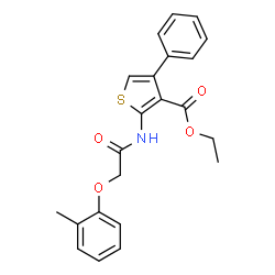 ethyl 2-{[(2-methylphenoxy)acetyl]amino}-4-phenyl-3-thiophenecarboxylate结构式
