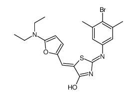 4(5H)-Thiazolone,2-[(4-bromo-3,5-dimethylphenyl)amino]-5-[[5-(diethylamino)-2-furanyl]methylene]- Structure