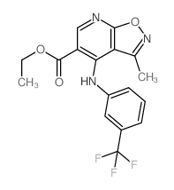 ethyl 7-methyl-5-[[3-(trifluoromethyl)phenyl]amino]-9-oxa-2,8-diazabicyclo[4.3.0]nona-1,3,5,7-tetraene-4-carboxylate structure