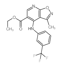 ethyl 7-methyl-5-[[3-(trifluoromethyl)phenyl]amino]-9-oxa-2,8-diazabicyclo[4.3.0]nona-1,3,5,7-tetraene-4-carboxylate结构式