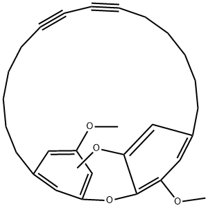 5,24,25-Trimethoxy-2-oxatricyclo[20.2.2.13,7]heptacosa-3,5,7(27),22,24(1),25-hexene-13,15-diyne结构式
