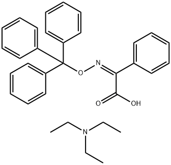 triethyl ammonium phenyl-(z)-trityloxyiminoacetate structure