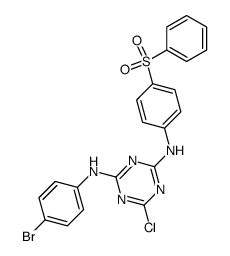N2-(4-benzenesulfonyl-phenyl)-N4-(4-bromo-phenyl)-6-chloro-[1,3,5]triazine-2,4-diamine结构式