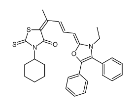 3-cyclohexyl-5-[4-(3-ethyl-4,5-diphenyloxazol-2(3H)-ylidene)-1-methylbut-2-enylidene]-2-thioxothiazolidin-4-one Structure