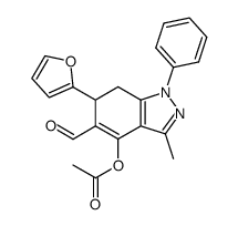 Acetic acid 5-formyl-6-furan-2-yl-3-methyl-1-phenyl-6,7-dihydro-1H-indazol-4-yl ester Structure