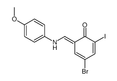 4-bromo-2-iodo-6-[(4-methoxyanilino)methylidene]cyclohexa-2,4-dien-1-one结构式