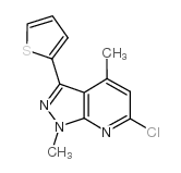 6-CHLORO-1,4-DIMETHYL-3-(2-THIENYL)-1H-PYRAZOLO[3,4-B]PYRIDINE结构式