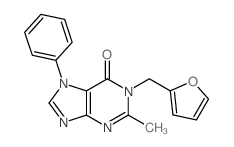 1-(2-furylmethyl)-2-methyl-7-phenyl-purin-6-one结构式