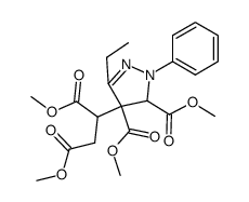 2-(3-Ethyl-1-phenyl-4,5-bis(methoxycarbonyl)-2-pyrazolin-4-yl)bernsteinsaeure-dimethylester结构式