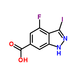 4-FLUORO-3-IODO-6-(1H)INDAZOLE CARBOXYLIC ACID结构式