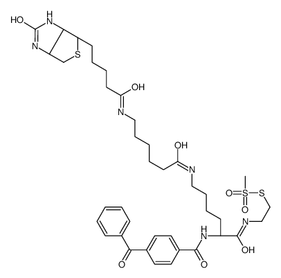 甲基硫代磺酸2-[Nα-苯甲酰基苯甲酰氨基-N6-(6-生物素氨基己酰基)-L-赖氨酰胺基]乙基结构式