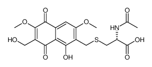 N-Acetyl-S-[[5,8-dihydro-1-hydroxy-7-(hydroxymethyl)-3,6-dimethoxy-5,8-dioxonaphthalen-2-yl]methyl]-L-cysteine Structure