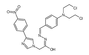 N-[(E)-[4-[bis(2-chloroethyl)amino]phenyl]methylideneamino]-2-[4-(4-nitrophenyl)imidazol-1-yl]acetamide Structure