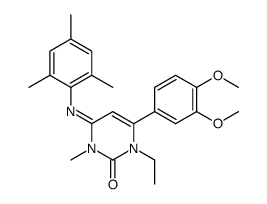 2(1H)-Pyrimidinone, 6-(3,4-dimethoxyphenyl)-1-ethyl-3,4-dihydro-3-meth yl-4-((2,4,6-trimethylphenyl)imino)-结构式