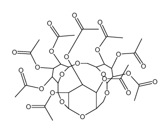 O-glucopyranosyl(1-6)-O-glucopyranosyl(1-6)-O-glucopyransoyl(1-6) 1,6''-anhydride nonaacetate Structure