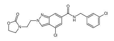 4-Chloro-N-(3-chlorobenzyl)-2-[2-(2-oxo-1,3-oxazolidin-3-yl)ethyl]-2H-indazole-6-carboxamide结构式