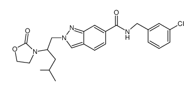 N-(3-Chlorobenzyl)-2-[4-methyl-2-(2-oxo-1,3-oxazolidin-3-yl)pentyl]-2H-indazole-6-carboxamide结构式