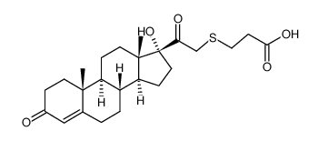 β-(17α-Hydroxy-4-pregnene-3,20-dion-21-yl-21-thio)propionic acid Structure