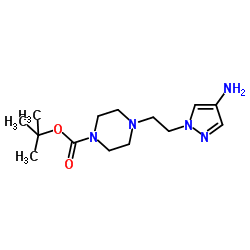 tert-Butyl 4-[2-(4-Amino-1H-pyrazol-1-yl)ethyl]piperazine-1-carboxylate结构式