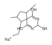 sodium,4-ethyl-1,3-dimethyl-8-sulfanyl-7,9-diazaspiro[4.5]decane-6,10-dione结构式