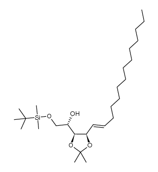 (2S)-2-(tert-butyldimethylsilyloxy)-1-((4S,5S)-2,2-dimethyl-5-((E)-tetradec-1-enyl)-1,3-dioxolan-4-yl)ethanol结构式