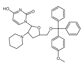 1-[(2R,3R,5S)-5-[[(4-methoxyphenyl)-diphenylmethoxy]methyl]-3-piperidin-1-yloxolan-2-yl]pyrimidine-2,4-dione结构式