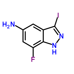 7-Fluoro-3-iodo-1H-indazol-5-amine结构式