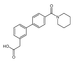 (3-{4-[(piperidin-1-yl)carbonyl]phenyl}phenyl)acetic acid structure