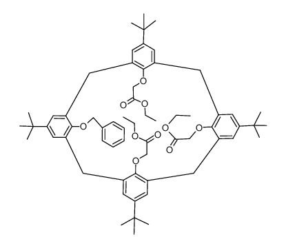 25-(benzyloxy)-26,27,28-tris((ethoxycarbonyl)methoxy)-5,11,17,23-tetra-tert-butylcalix(4)arene Structure