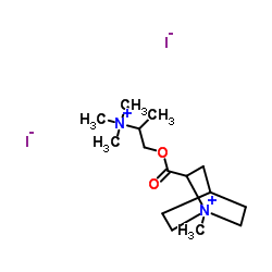 1-Methyl-2-{[2-(trimethylammonio)propoxy]carbonyl}-1-azoniabicyclo[2.2.2]octane diiodide结构式