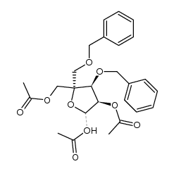 4-C-acetoxymethyl-1,2-di-O-acetyl-3,5-di-O-benzyl-D-ribofuranose结构式