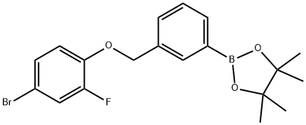 2-(3-((4-bromo-2-fluorophenoxy)methyl)phenyl)-4,4,5,5-tetramethyl-1,3,2-dioxaborolane结构式