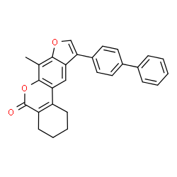 7-methyl-10-(4-phenylphenyl)-1,2,3,4-tetrahydro-[1]benzofuro[6,5-c]isochromen-5-one structure