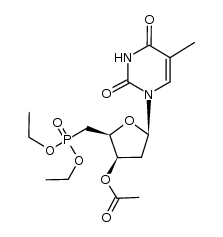 1-[3-O-acetyl-2,5-dideoxy-5-(di-O-ethylphosphono)-β-D-threo-pentofuranosyl]thymine Structure